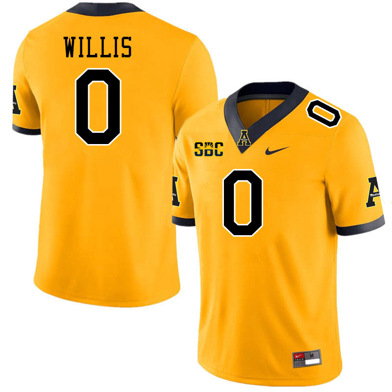 Appalachian State Mountaineers #0 Jaelin Willis College Football Jerseys Stitched-Gold